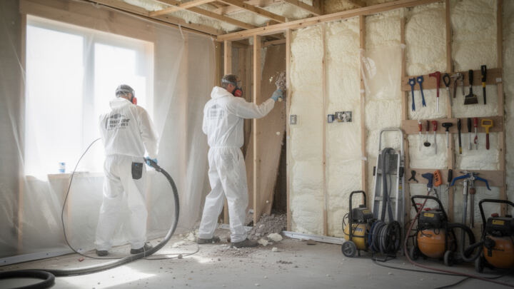 learn how installers properly prepare the area before spraying foam to ensure effective insulation and a clean, safe application process.
